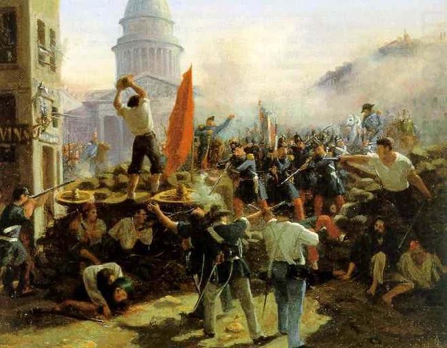 Horace Vernet Painting of a barricade on Rue Soufflot oil painting picture